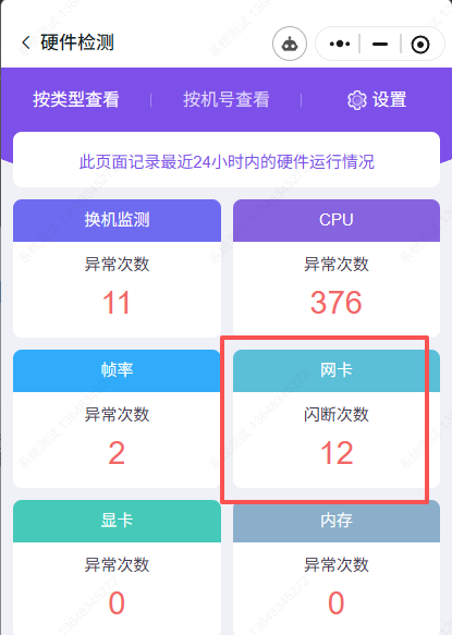 小程序硬件监测新增网卡闪断次数